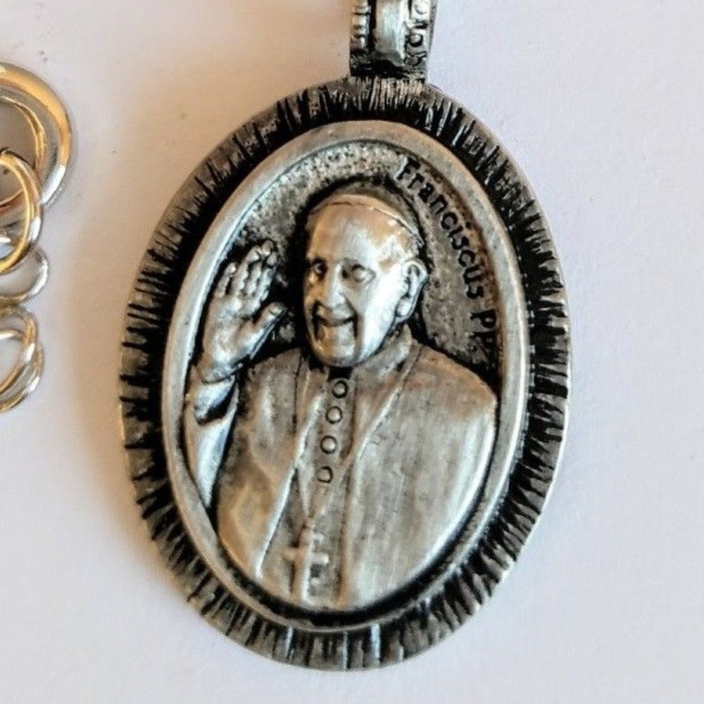 Pope Francis Pewter Catholic Pendant Necklace